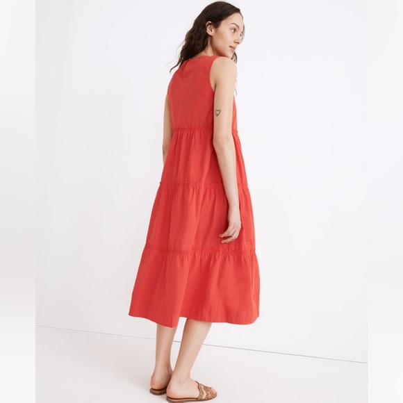 Madewell cattail tiered midi dress - Picture 3 of 16